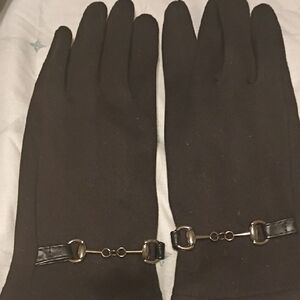 Elegant Black Gloves with Gold Accents
